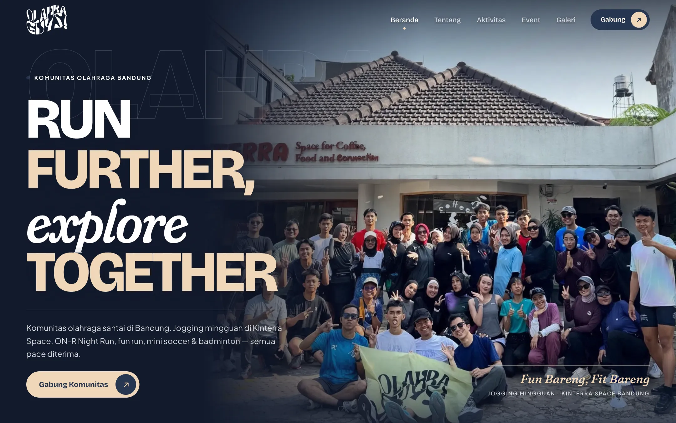 Tampilan desktop website Olahraguys