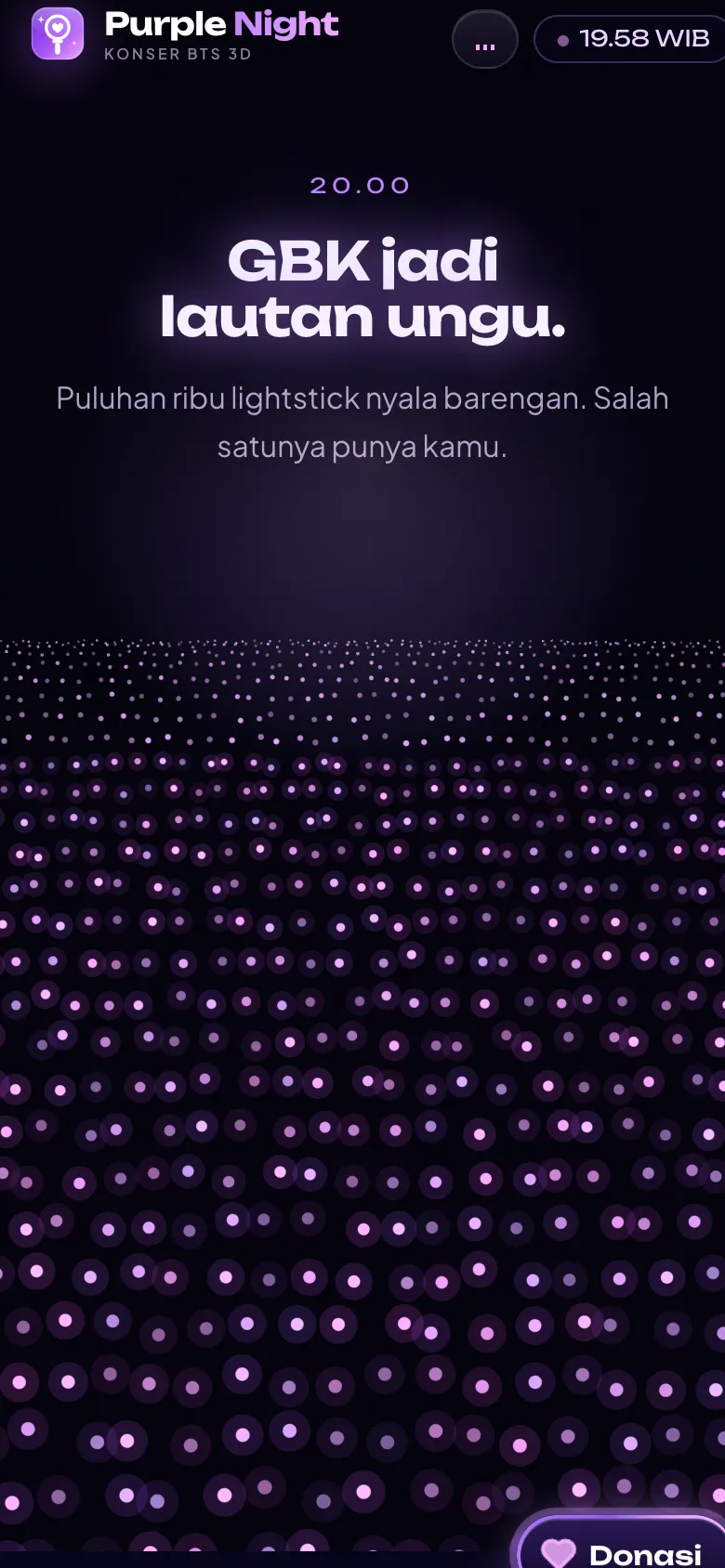 Tampilan mobile website Purple Night