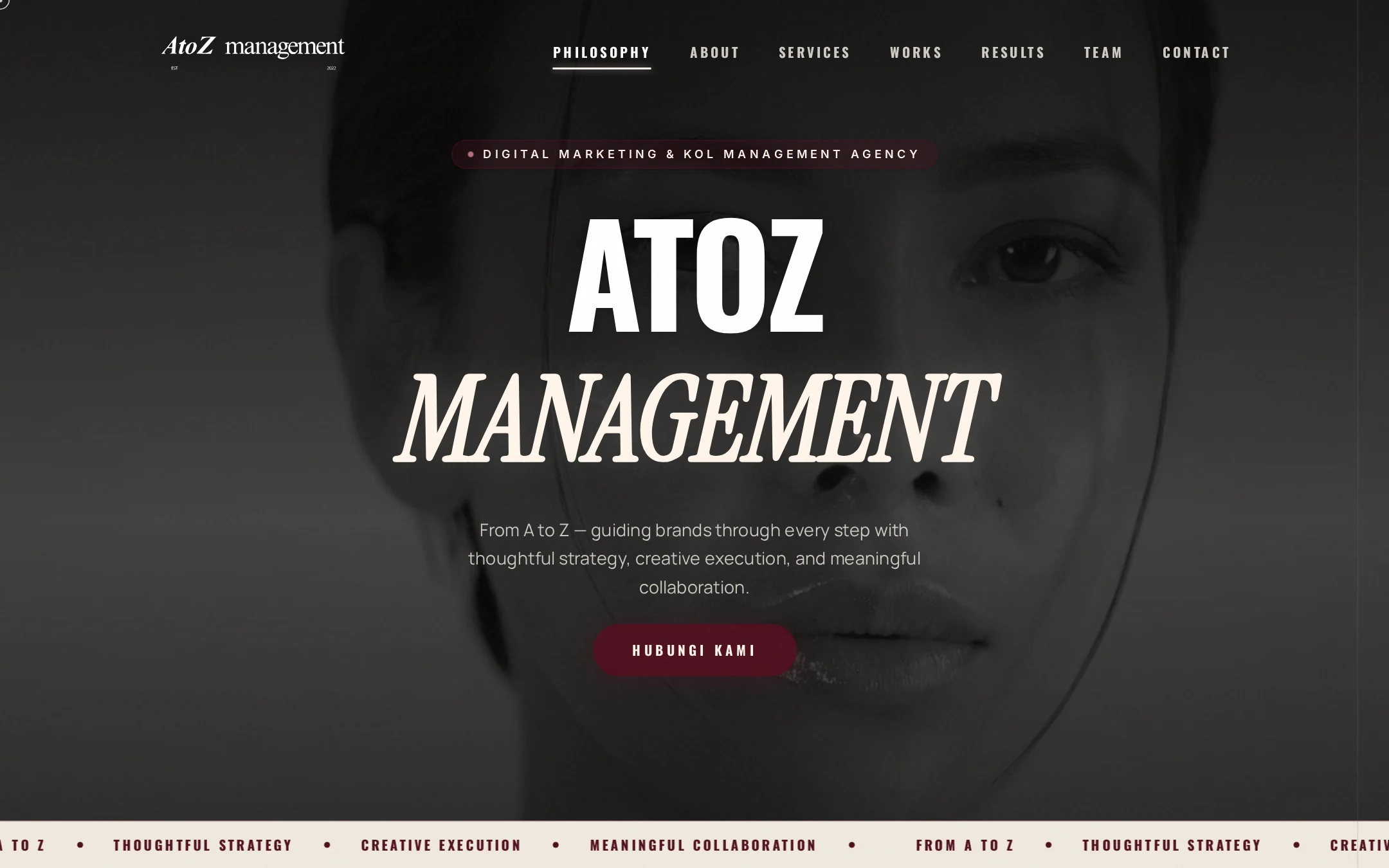 Tampilan desktop website AtoZ Management