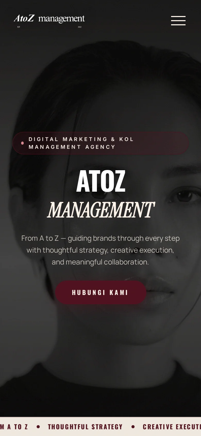 Tampilan mobile website AtoZ Management
