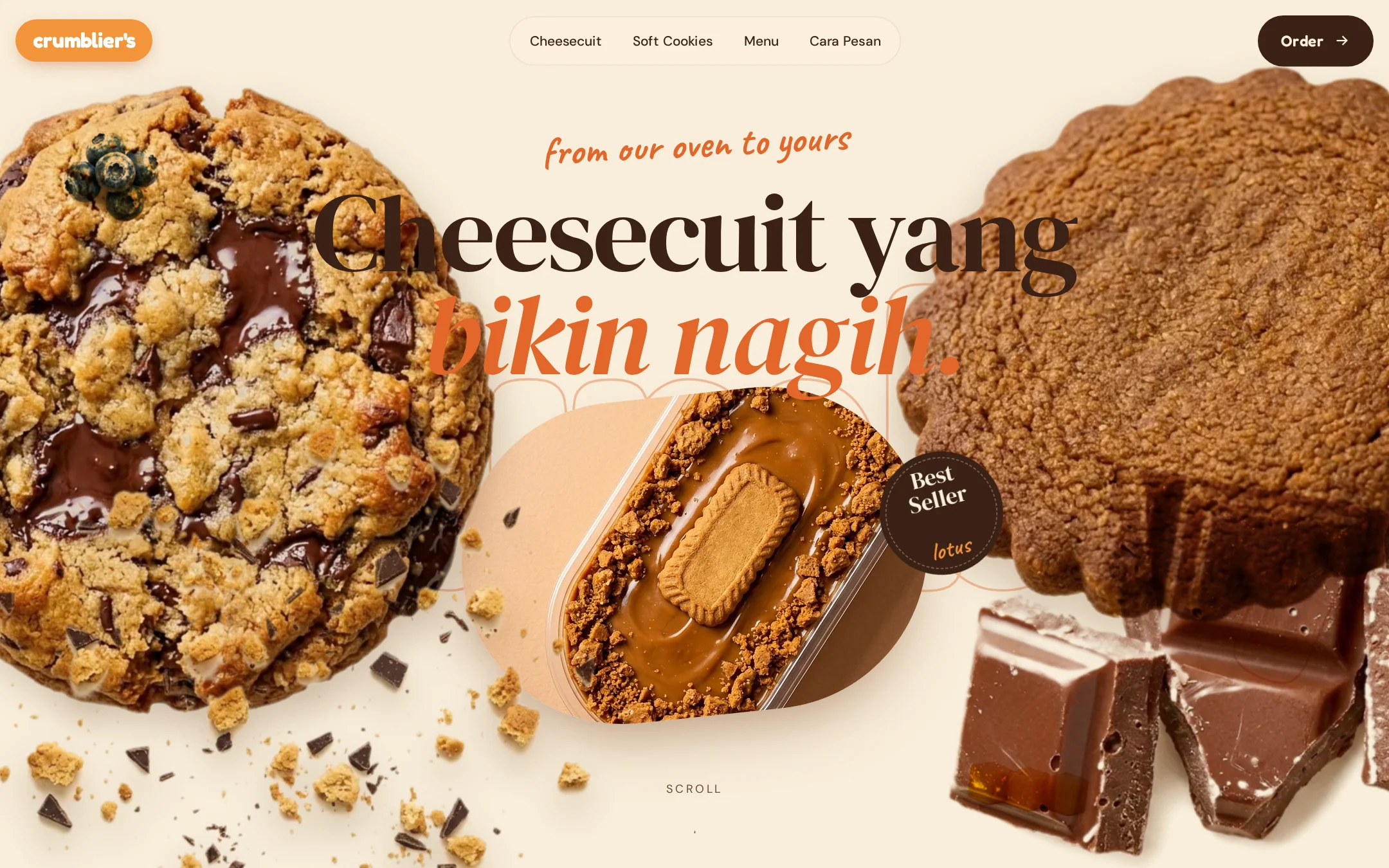 Tampilan desktop website crumblier's