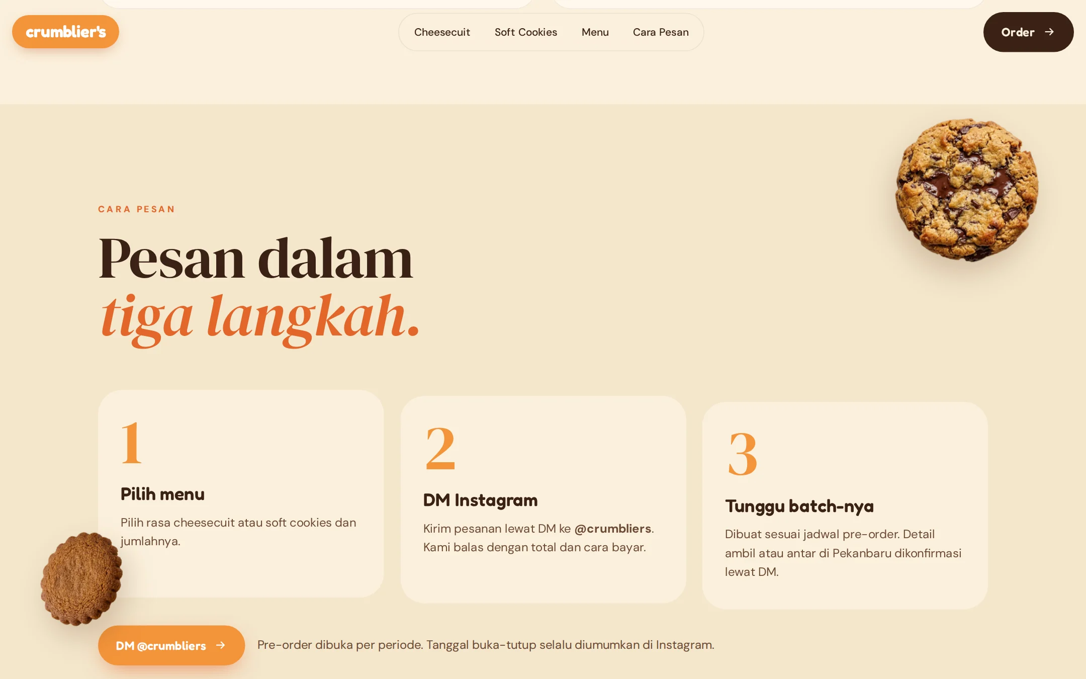 Tampilan desktop website crumblier's